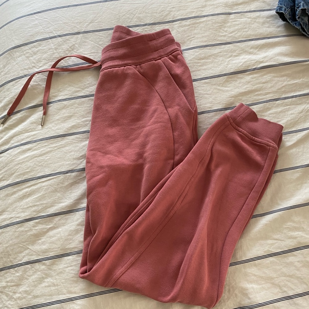 Pink scuba joggers sweatpants tapered leg
